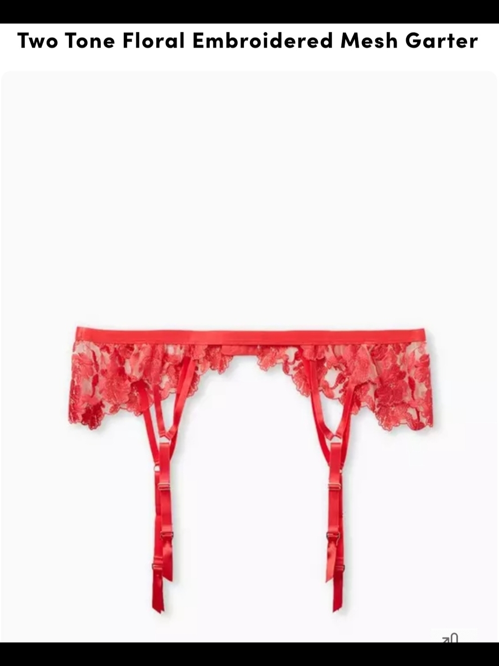 Torrid Two-Tone Floral Embroidered Mesh Garter - Red